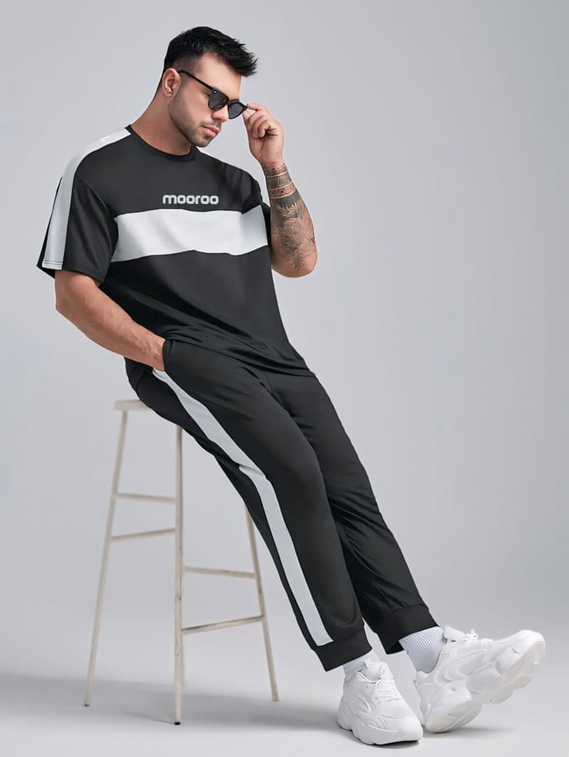 Sleek Sporty Black Dry-fit Tracksuit