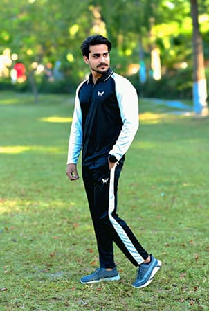 Mens Black and White Athletic Tracksuit