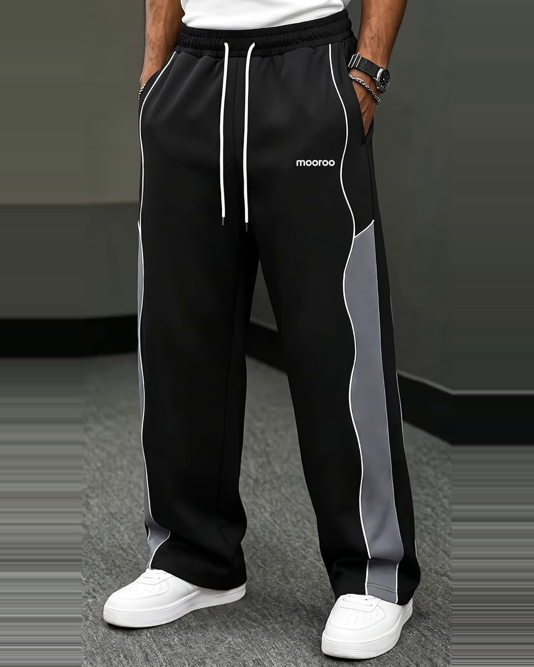 Men’s Contrast Patchwork Loose Trousers