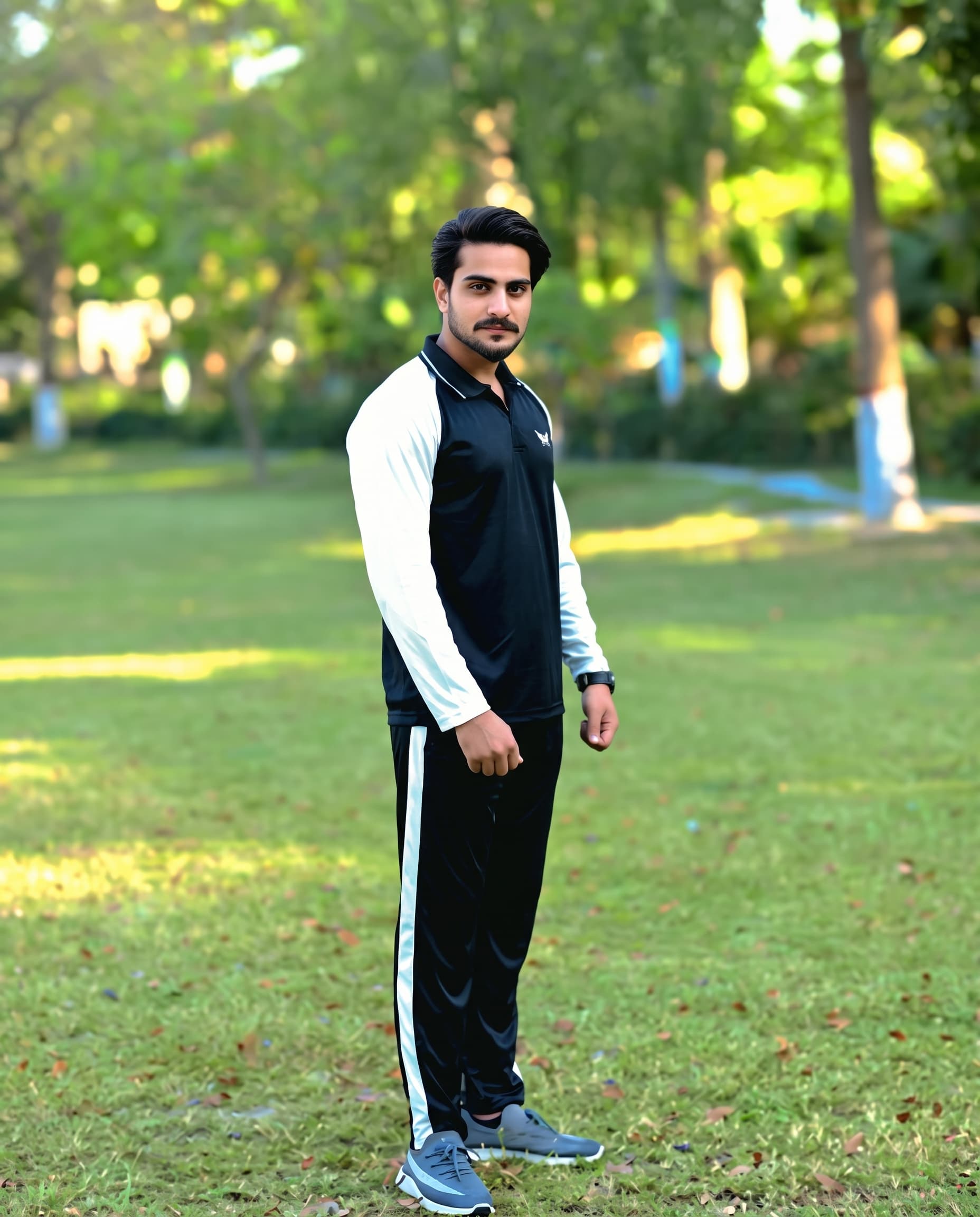 Men's Black and White Athletic Tracksuit - mooroo