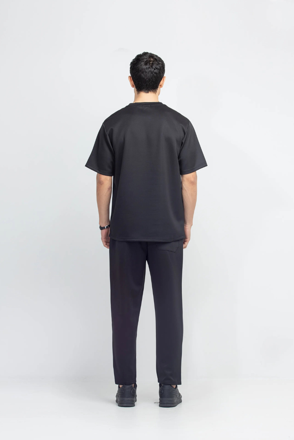 Men's Solid Black Premium Relaxed Fit Tracksuit