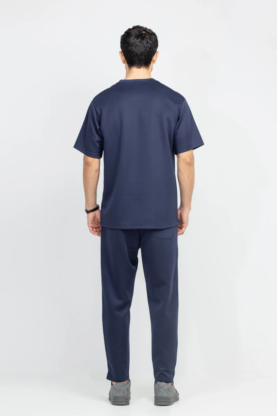 Men's Solid Navy Blue Premium Relaxed Fit Tracksuit