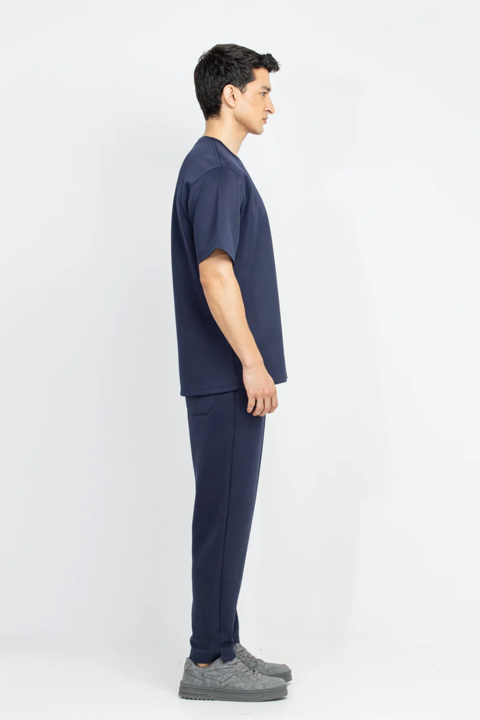 Men's Solid Navy Blue Premium Relaxed Fit Tracksuit