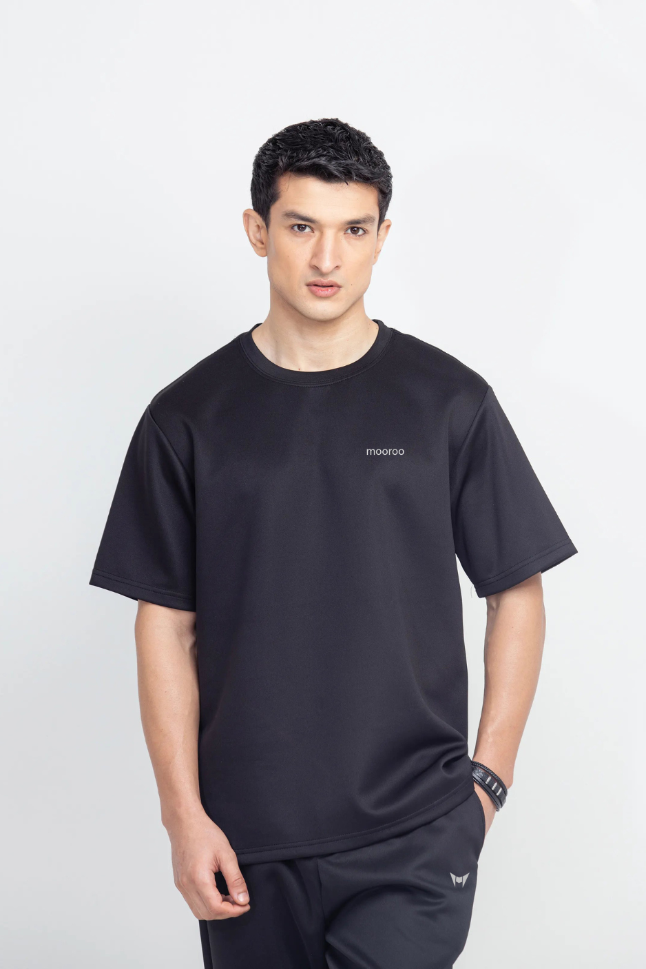 Men's Solid Black Premium Relaxed Fit Tracksuit