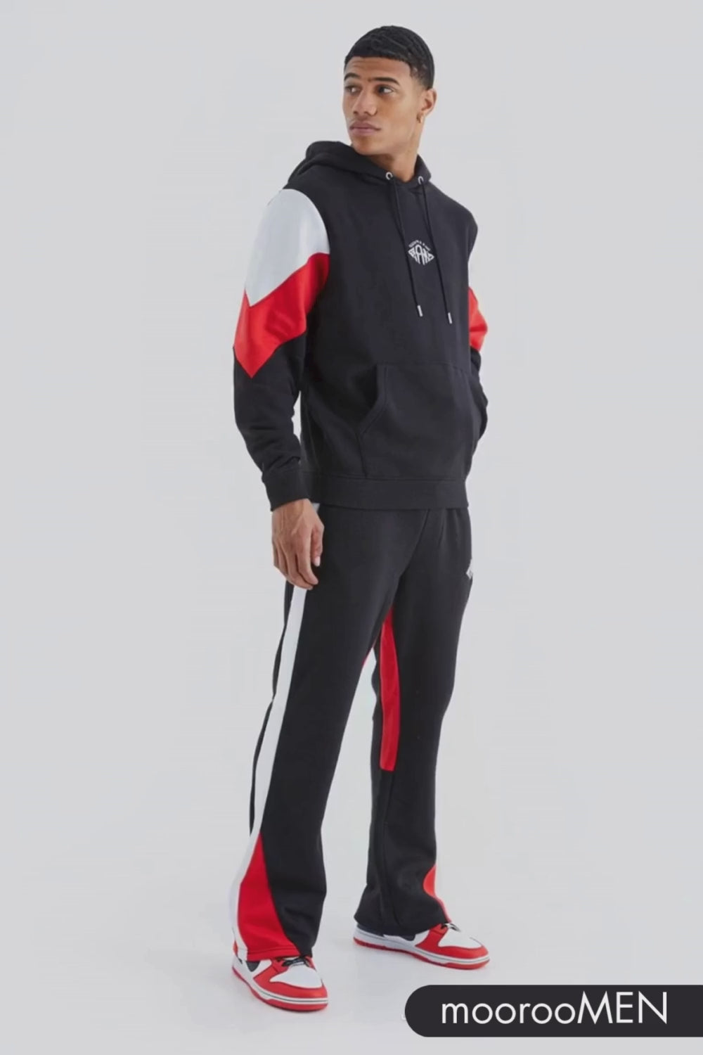 Sporty Color Block Tracksuit Set - moorooMEN
