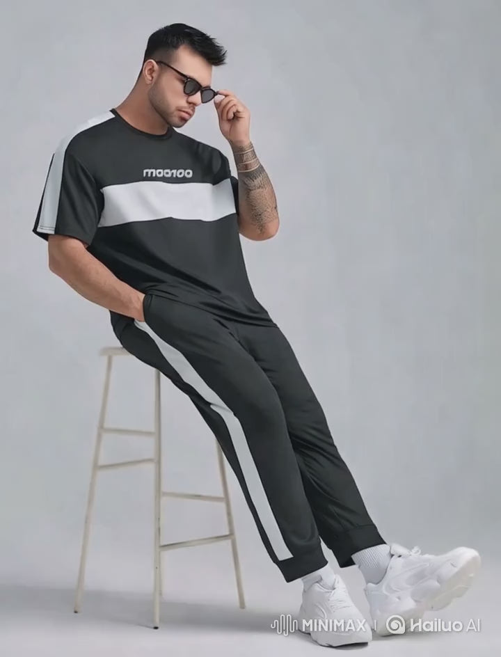 Sleek Sporty Black Dry-fit Tracksuit